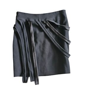 Halston Heritage Black Pencil Strappy Bandage Skirt Women's Size 6